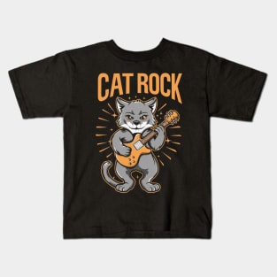 Cat,rock, and guitar Kids T-Shirt